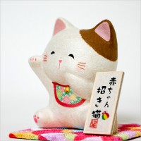 ちぎり和紙　赤ちゃん招き猫　三毛猫