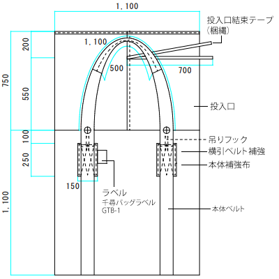 ����� 2�ȥ� ��ҥХå� �緿�ڤΤ� 1ǯ�б��� �֥�å� GTB-1 ��1100�߽�1100mm 10��