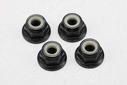 ZC-N4AFBK M4 アルミ製 ナイロン フランジ ロックナット(ブラック4個入 