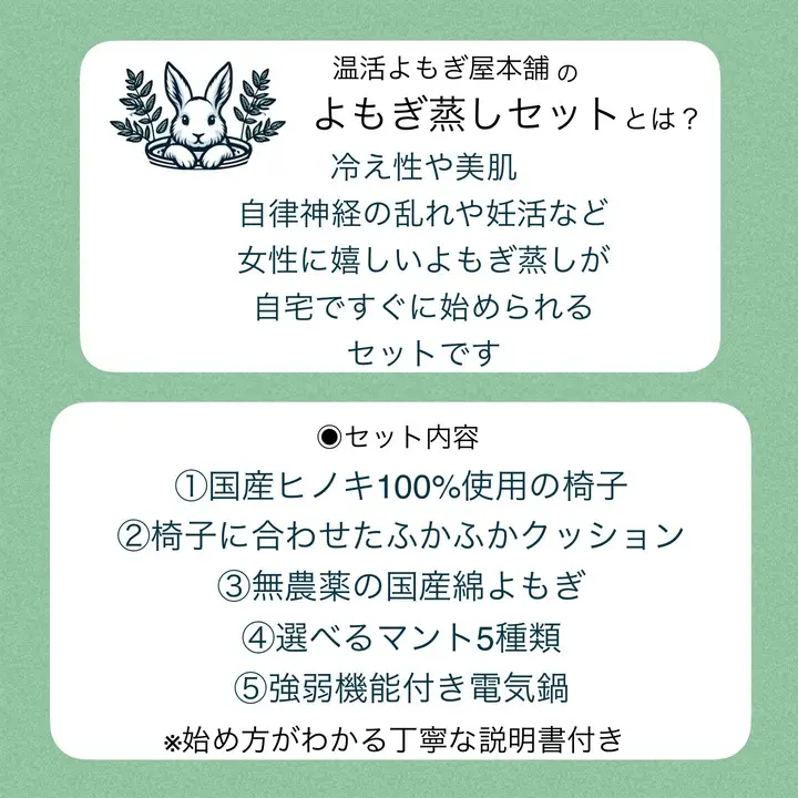 袖なしマント★国産ヒノキ椅子のよもぎ蒸しセット
