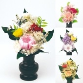 【送料無料】プリザーブドフラワー仏花 3寸花立用 ピンク/パープル/ホワイト/グリーン