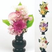 プリザーブドフラワー仏花 2.5寸花立用 ピンク/パープル/ホワイト/グリーン