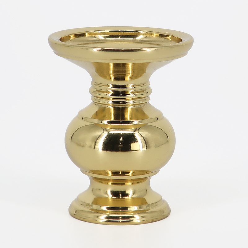 利休型 三具足 磨きフッ素加工 2.0寸(高さ：花立64mm香炉70mm火立145mm