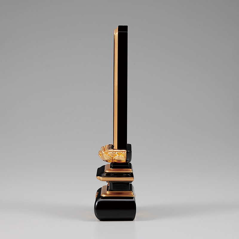 送料無料】国産会津塗り位牌 上塗上京中ワラビ足吹蓮華 面紛裏金 3.5寸