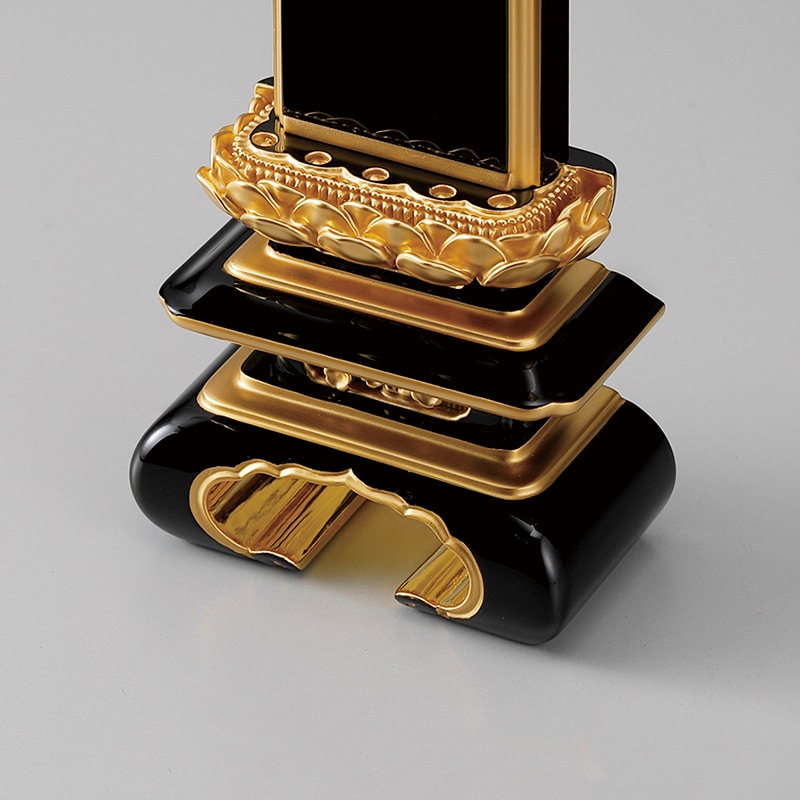 送料無料】国産会津塗り位牌 上塗上京中ワラビ足吹蓮華 面紛裏金 3.5寸