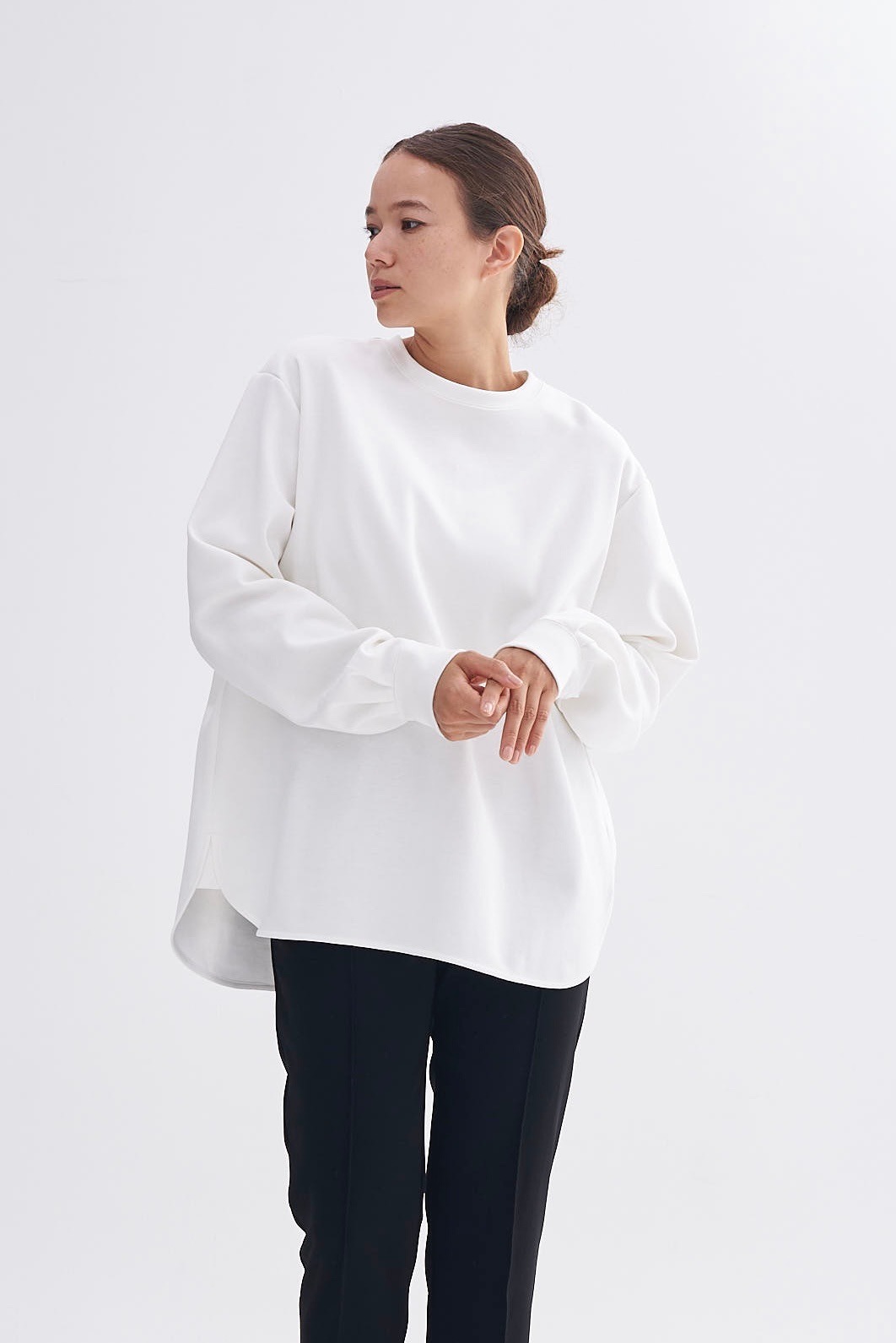 yori チャンキーヘムラウンドtee ブラック