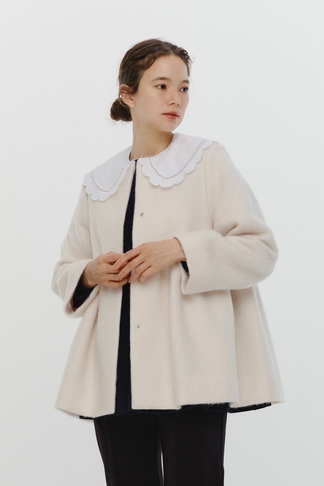 ウールモヘアフレアショートコート