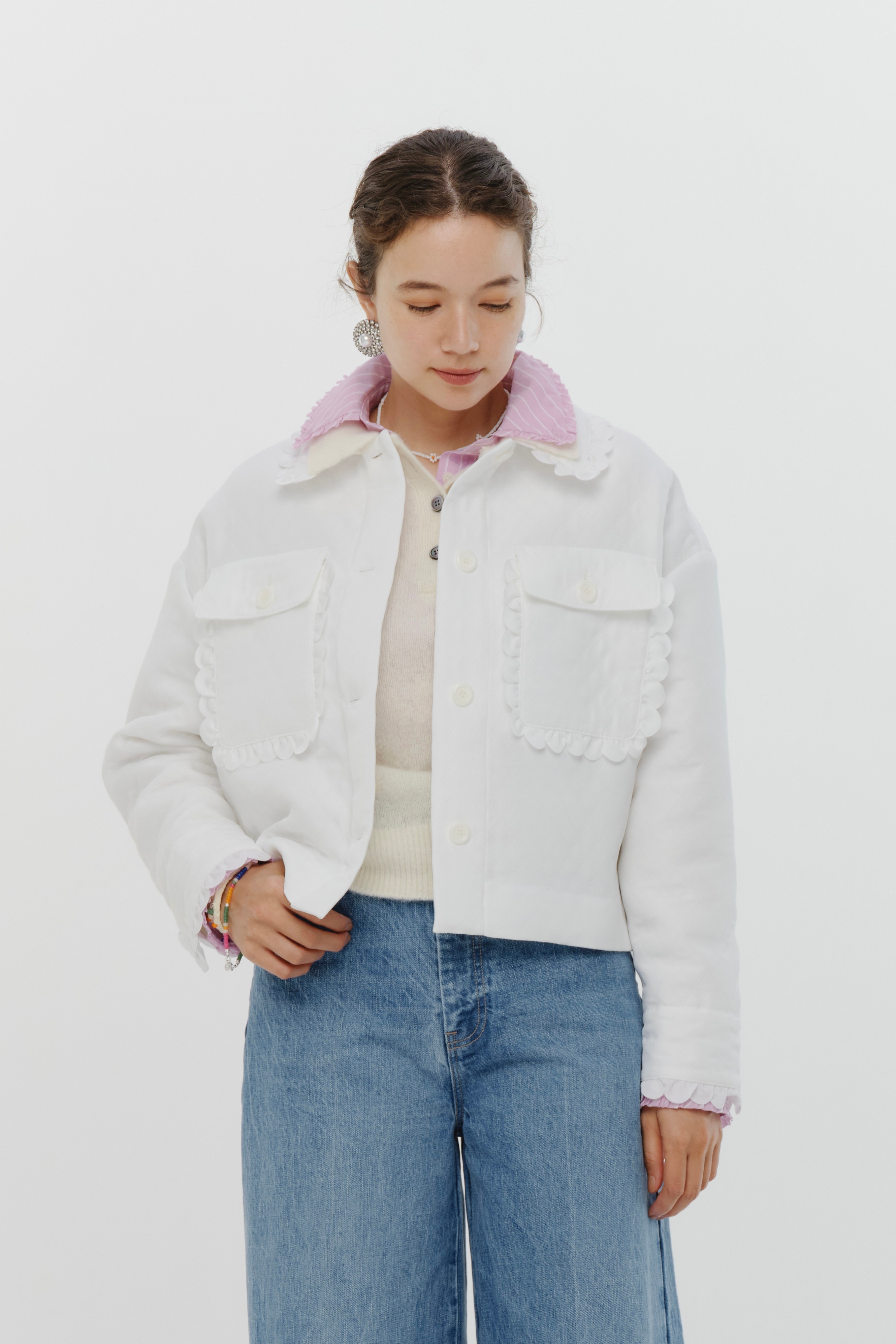 yori 新品タグ付き  スカラップデニムショートジャケット【2025SP】 popupshop】スカラップショートジャケット【会場お渡し】 | 3