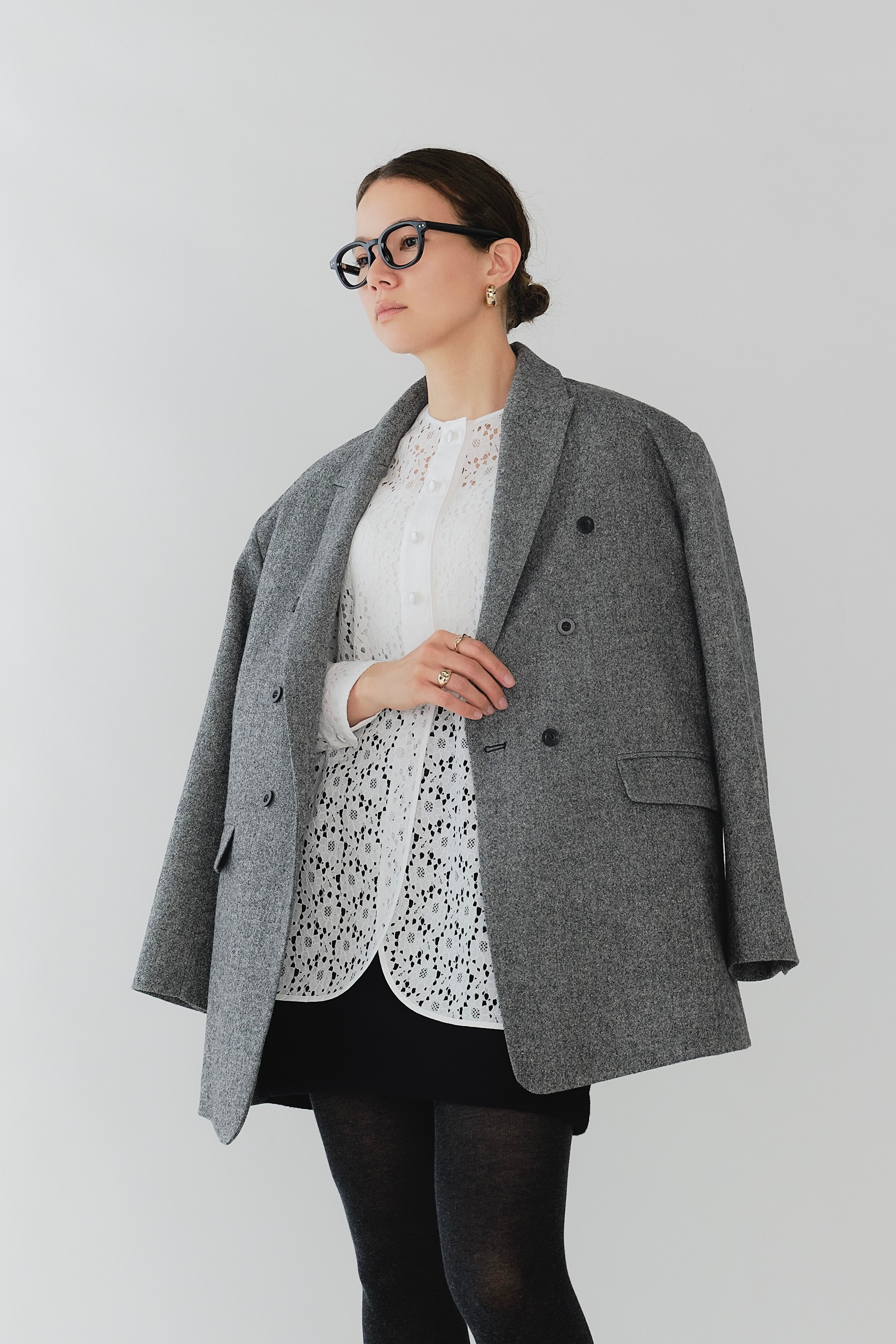 yori ヨリ ウールモヘアシャギージャケット　2023AW 水色　ライトブルー outer | yori