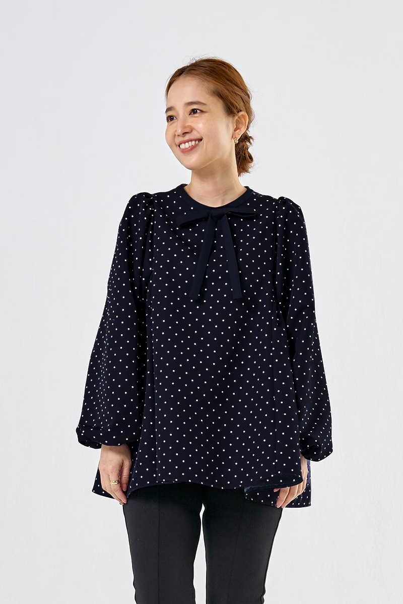 ドットサイドギャザーブラウス【sale】 | winter sale【1/9pm12:00