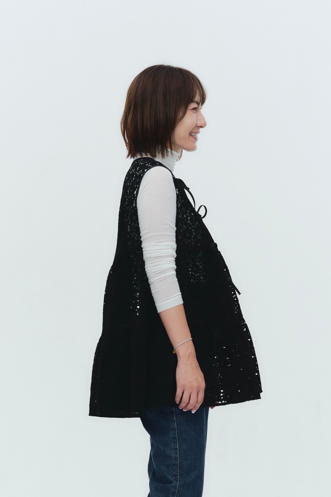 フロッキーレースティアードジレ