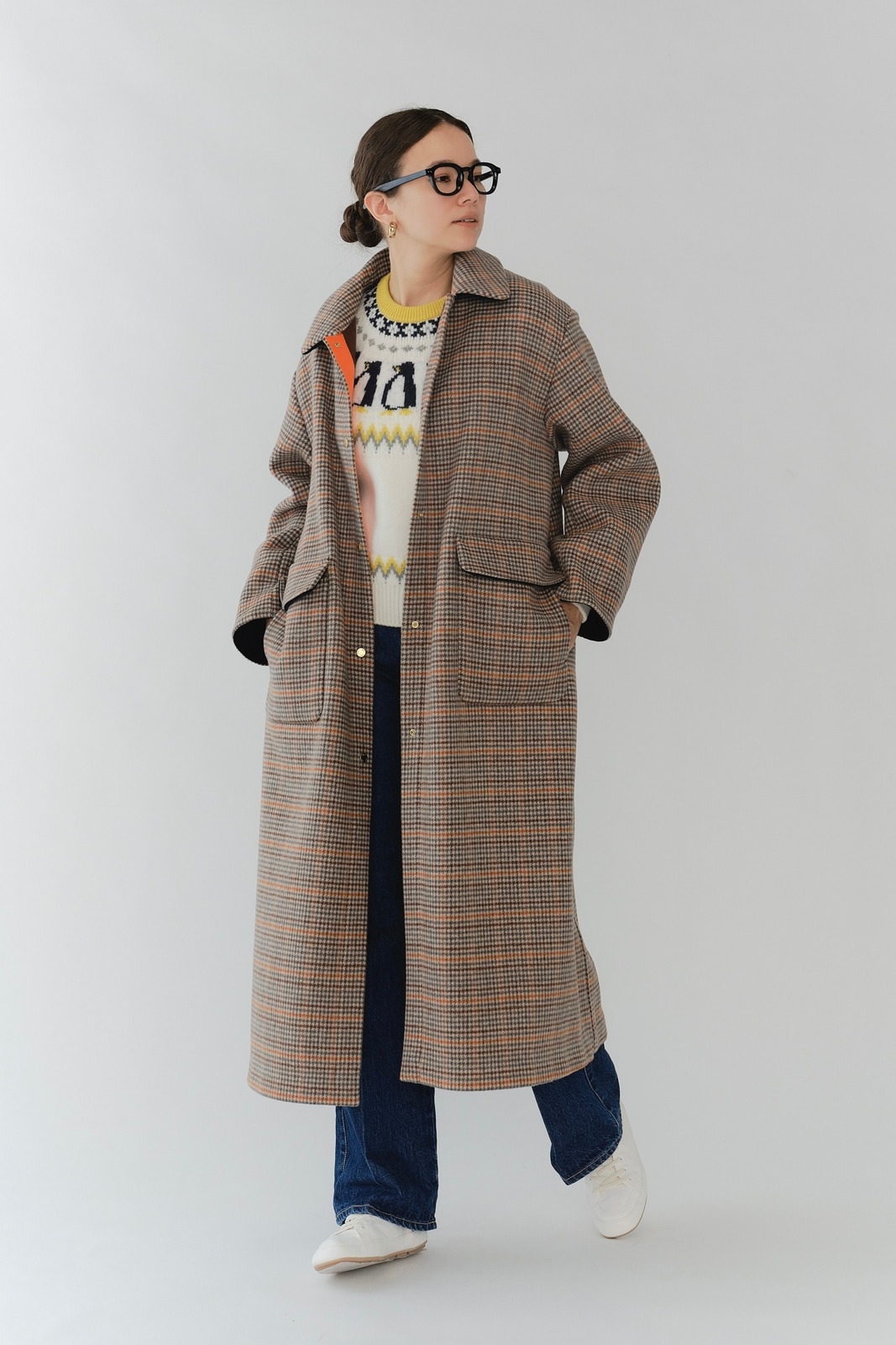 11月下旬発送予定 ウールチェックロングコート【2025AW】 | 2025