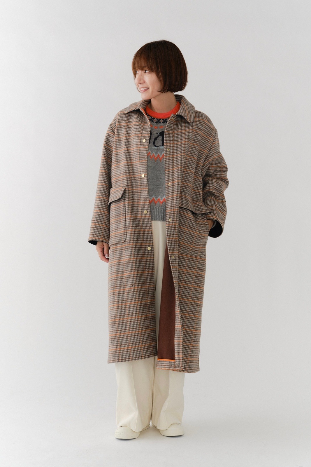 yori チェックコート yori