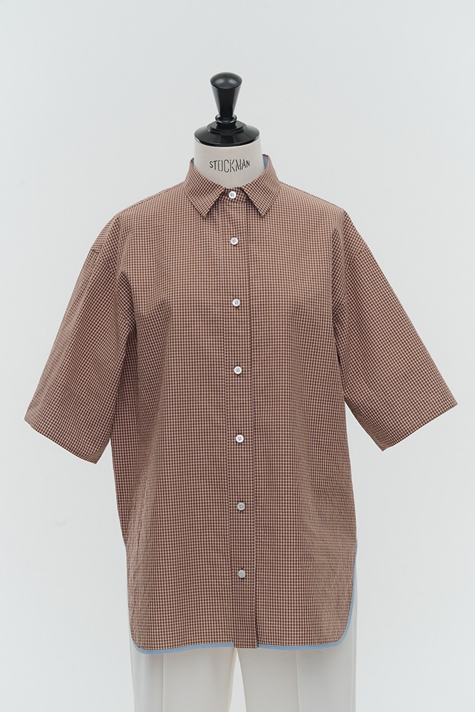popupshop】ステンカラーオーバーチェックシャツ【4月下旬発送