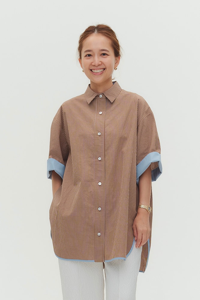 特別価格 popupshop】ステンカラーオーバーチェックシャツ【4月下旬発送 トップス