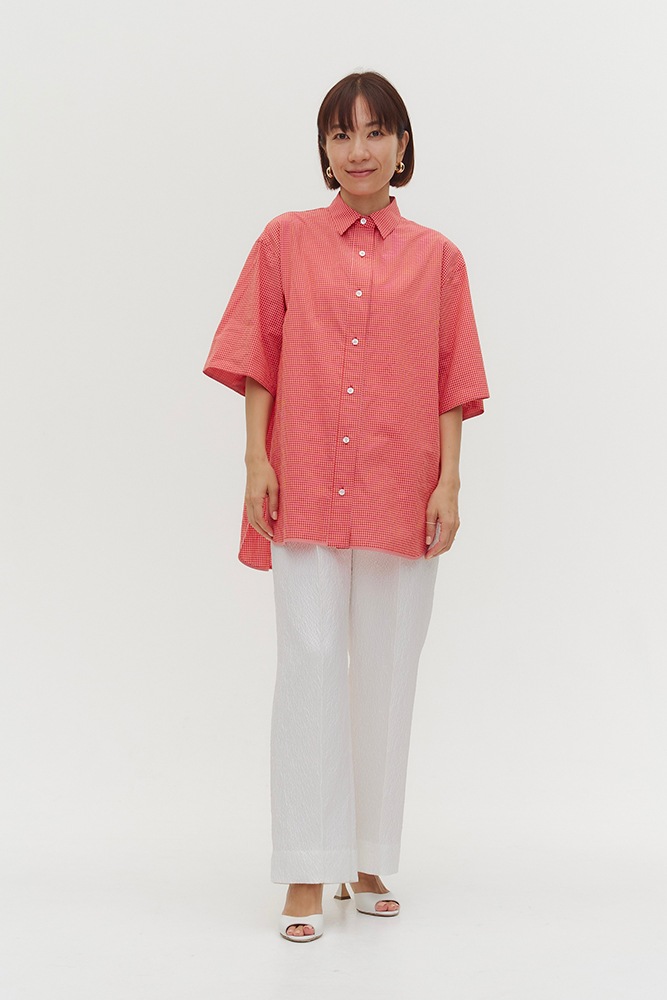 popupshop】ステンカラーオーバーチェックシャツ【4月下旬発送