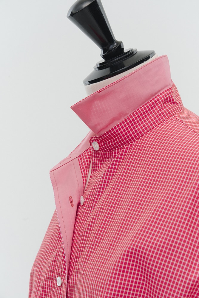 popupshop】ステンカラーオーバーチェックシャツ【4月下旬発送