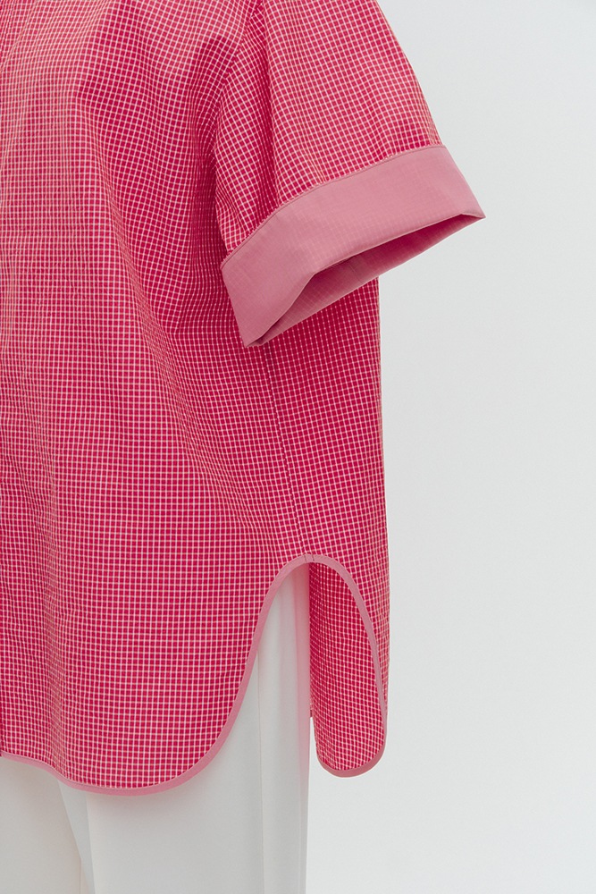 popupshop】ステンカラーオーバーチェックシャツ【4月下旬発送