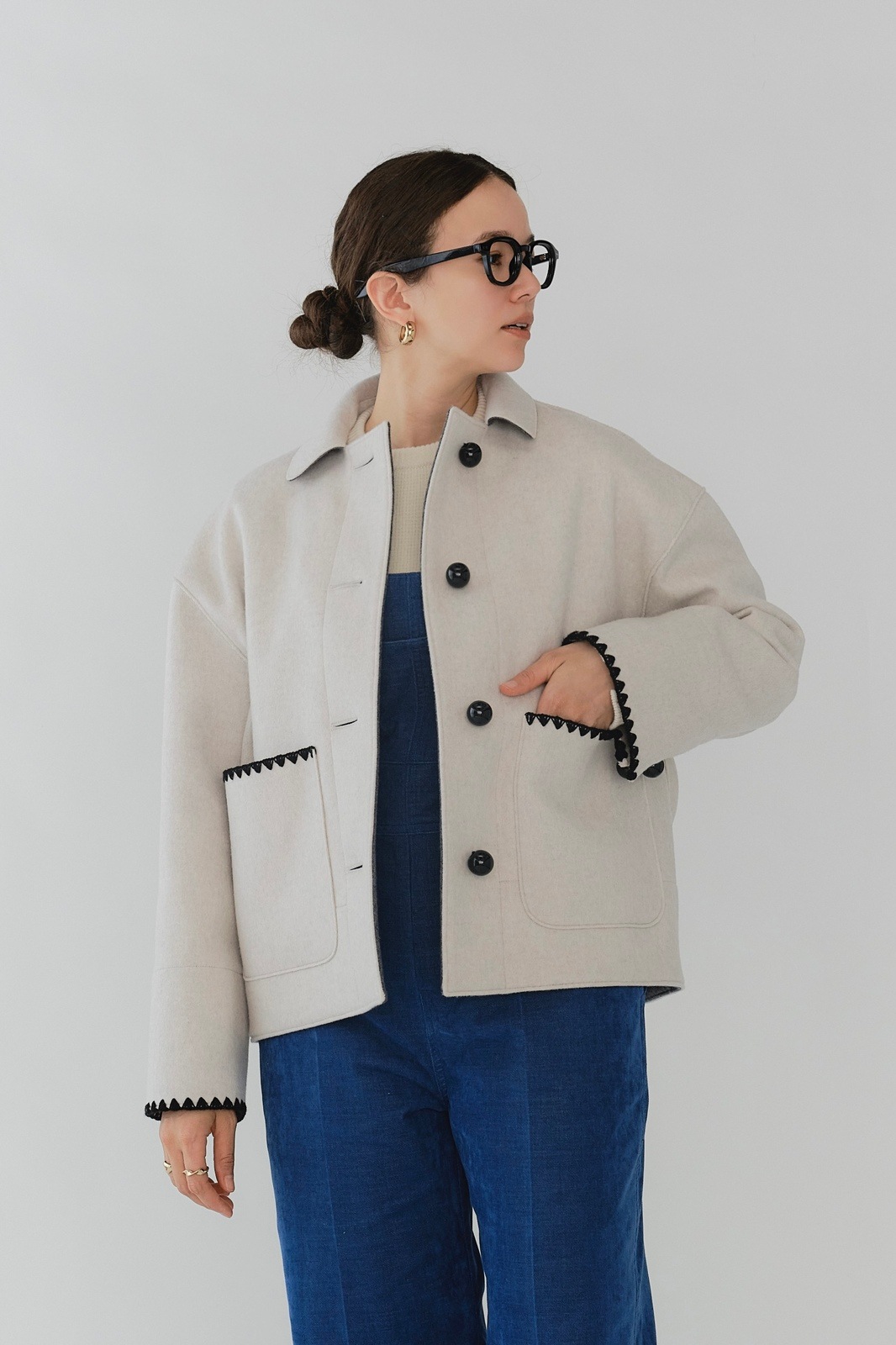 【新品】Yori 2025AW ハマグリコート ライトグレー ハマグリウールショートコート【2025AW】 | all item| yori