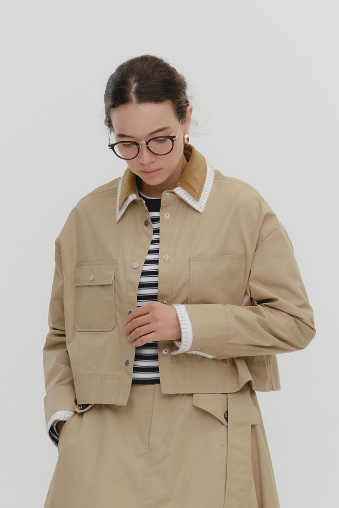 yoriブランケットステッチシャツ　beige ブランケットステッチチノシャツジャケット | all item| yori