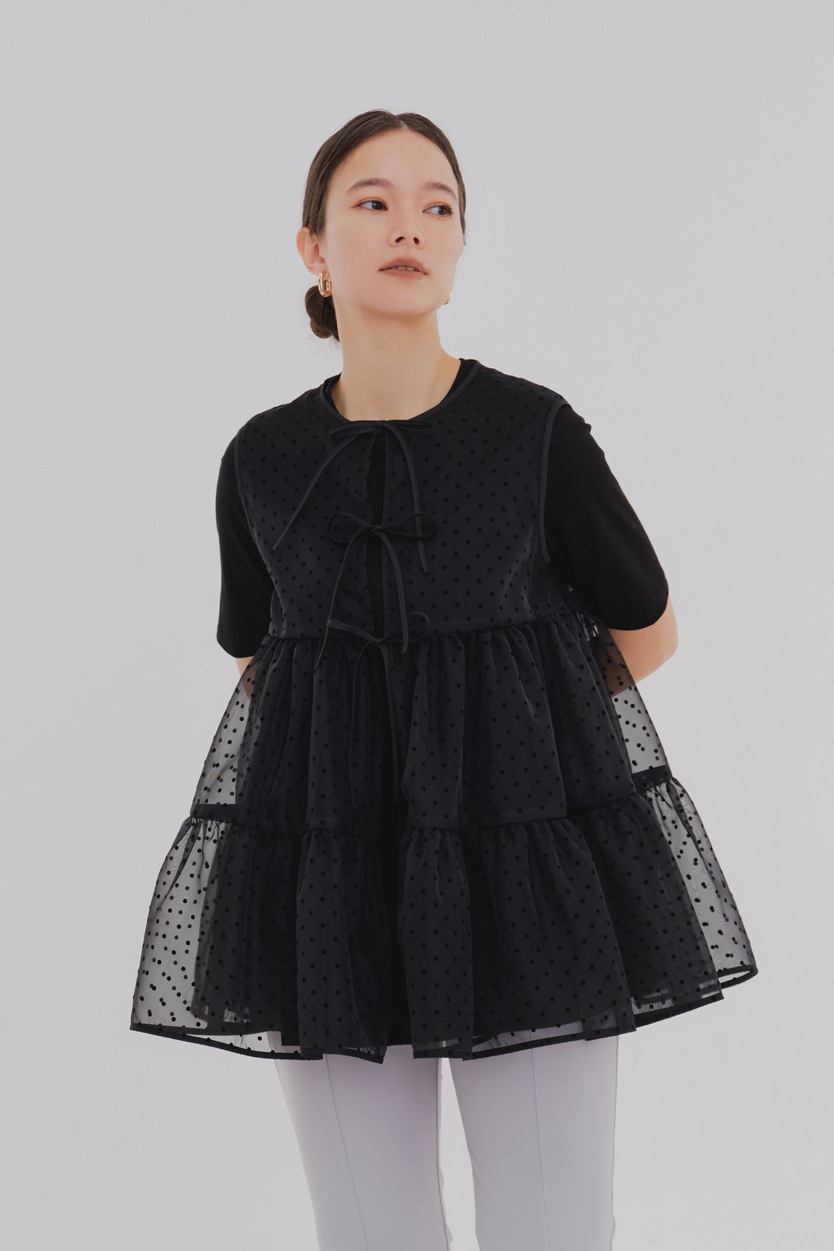 ドットフロッキーティアードジレ