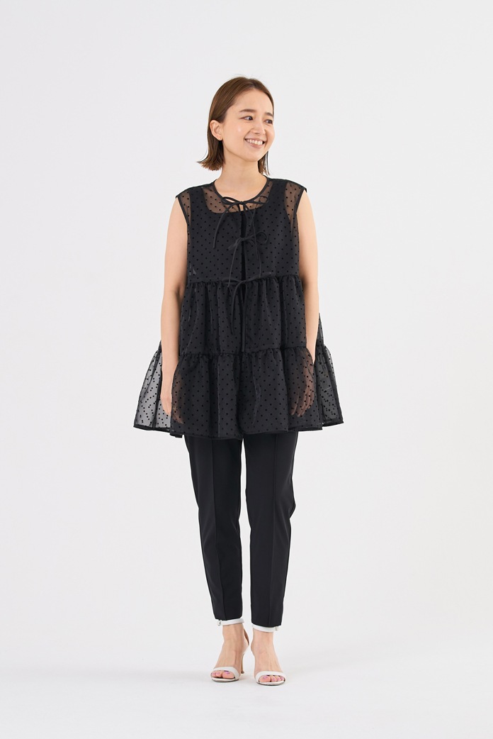 ⭐︎maBoo様⭐︎yori ドットフロッキーティアードジレ 6月上旬発送予定 ドットフロッキーティアードジレ【shichaku
