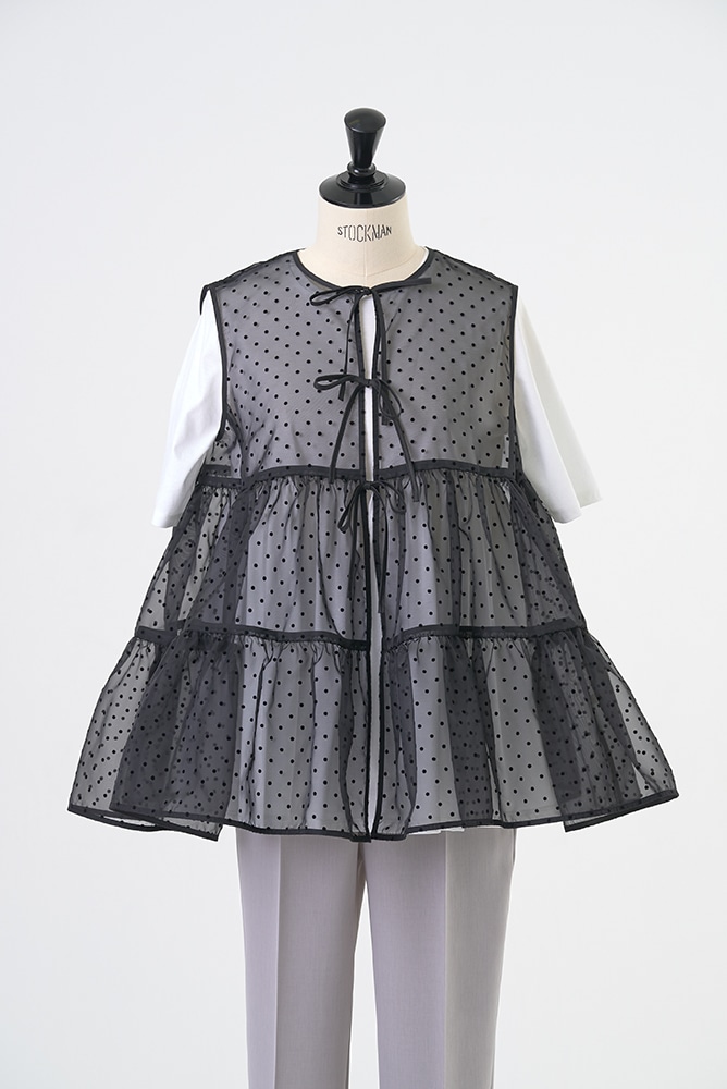 ドットフロッキーティアードジレ