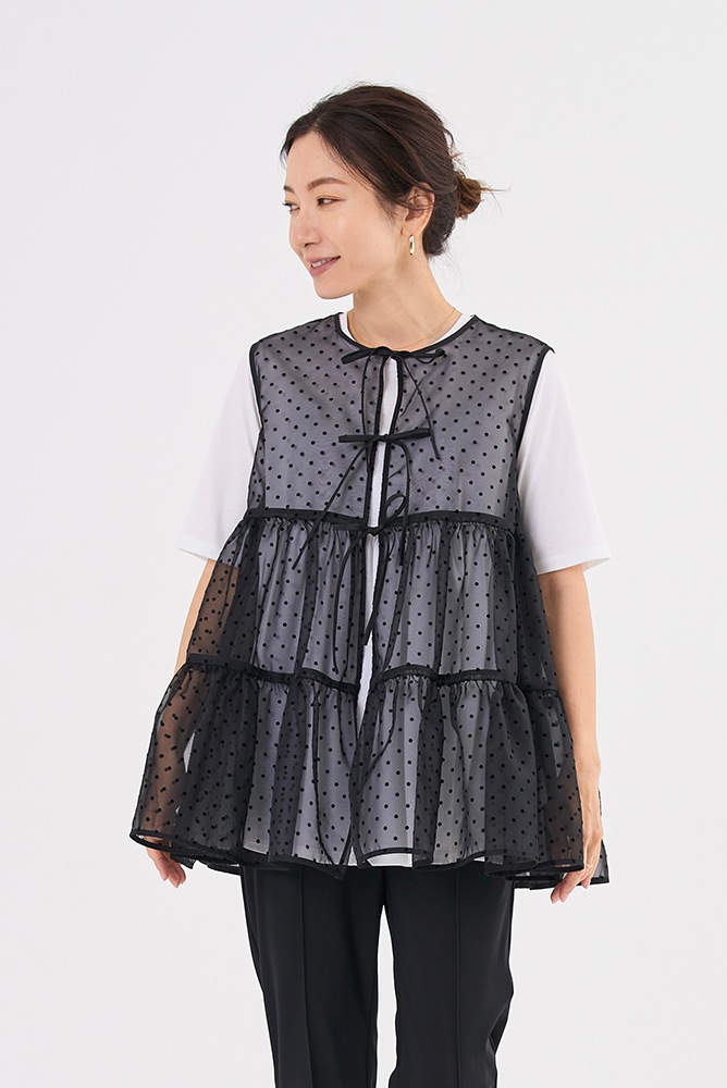 2024新作Yori ポケットフリルジレブラック