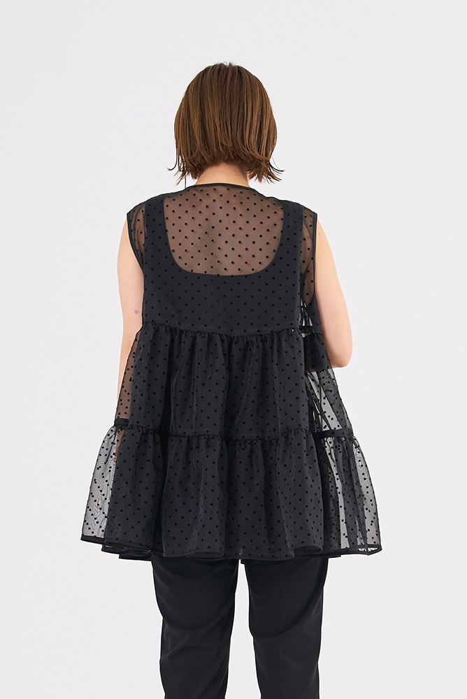 ドットフロッキーティアードジレ