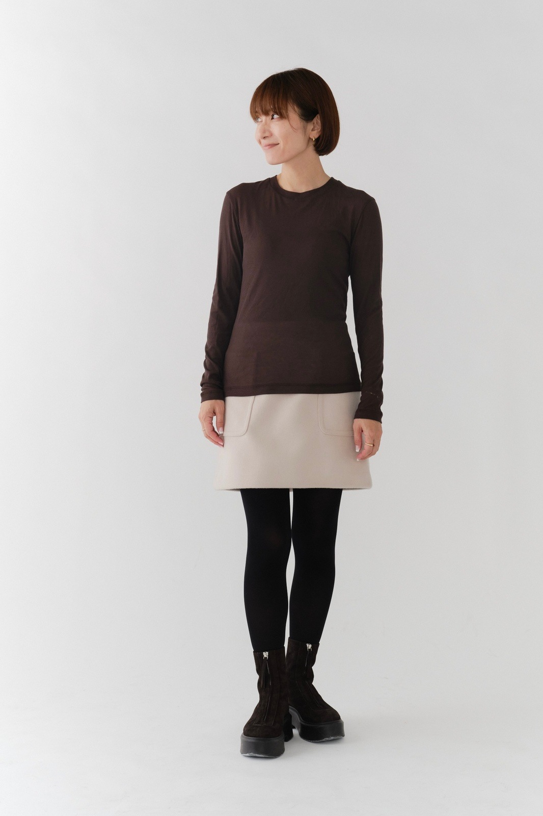 【新品タグ付】yori ポケットウールミニスカート(black 38サイズ) ポケットウールミニスカート【2025AW】 | all item| yori