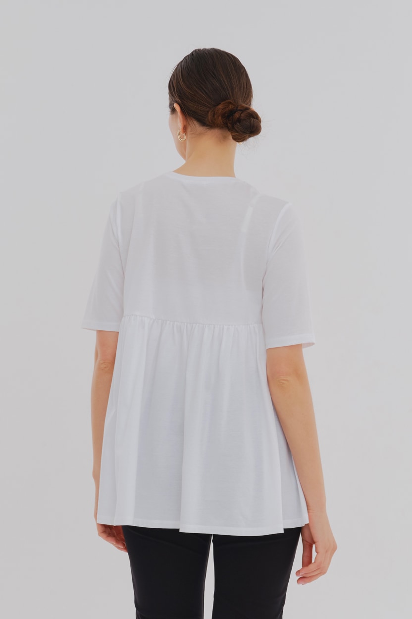 yori スカラップヘムフレアトリコットカットソー ホワイト yoriスカラップヘムフレアトリコットカットソー ホワイト yori ヘム