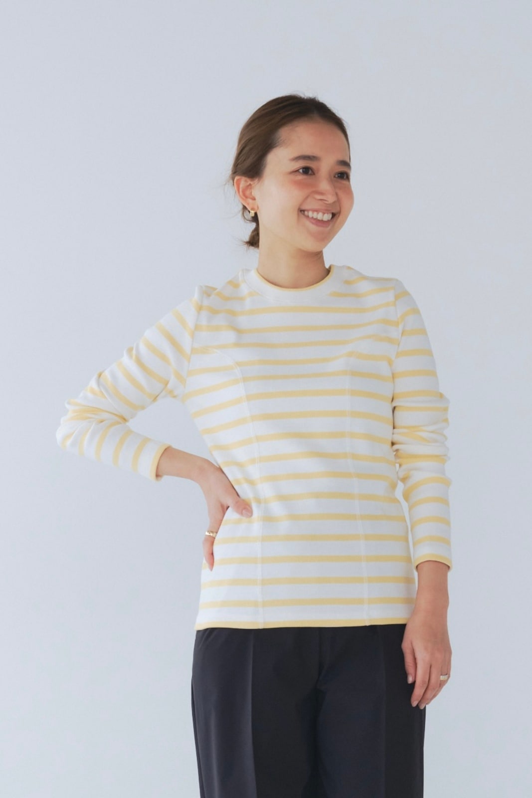 【ことー様】yori マリブボーダーカットソー　ブラウン ことー様】yori マリブボーダーカットソー ブラウン ことー様】yori