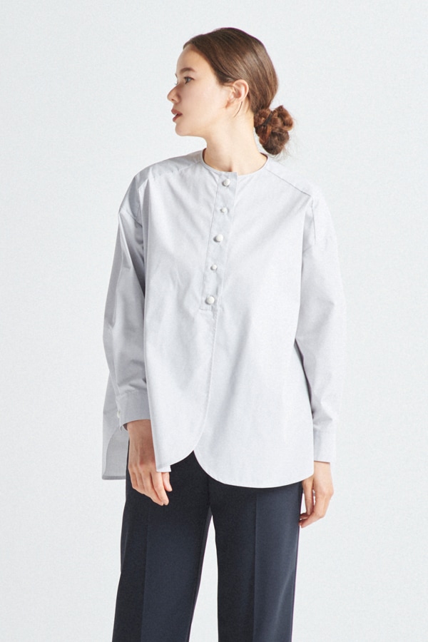 yori キャンディボタンシャツ グレー