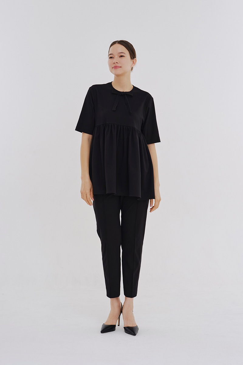 yori さらドライ　ピンタックストレッチパンツ　黒　38 さらドライストレッチピンタックパンツ | all item| yori