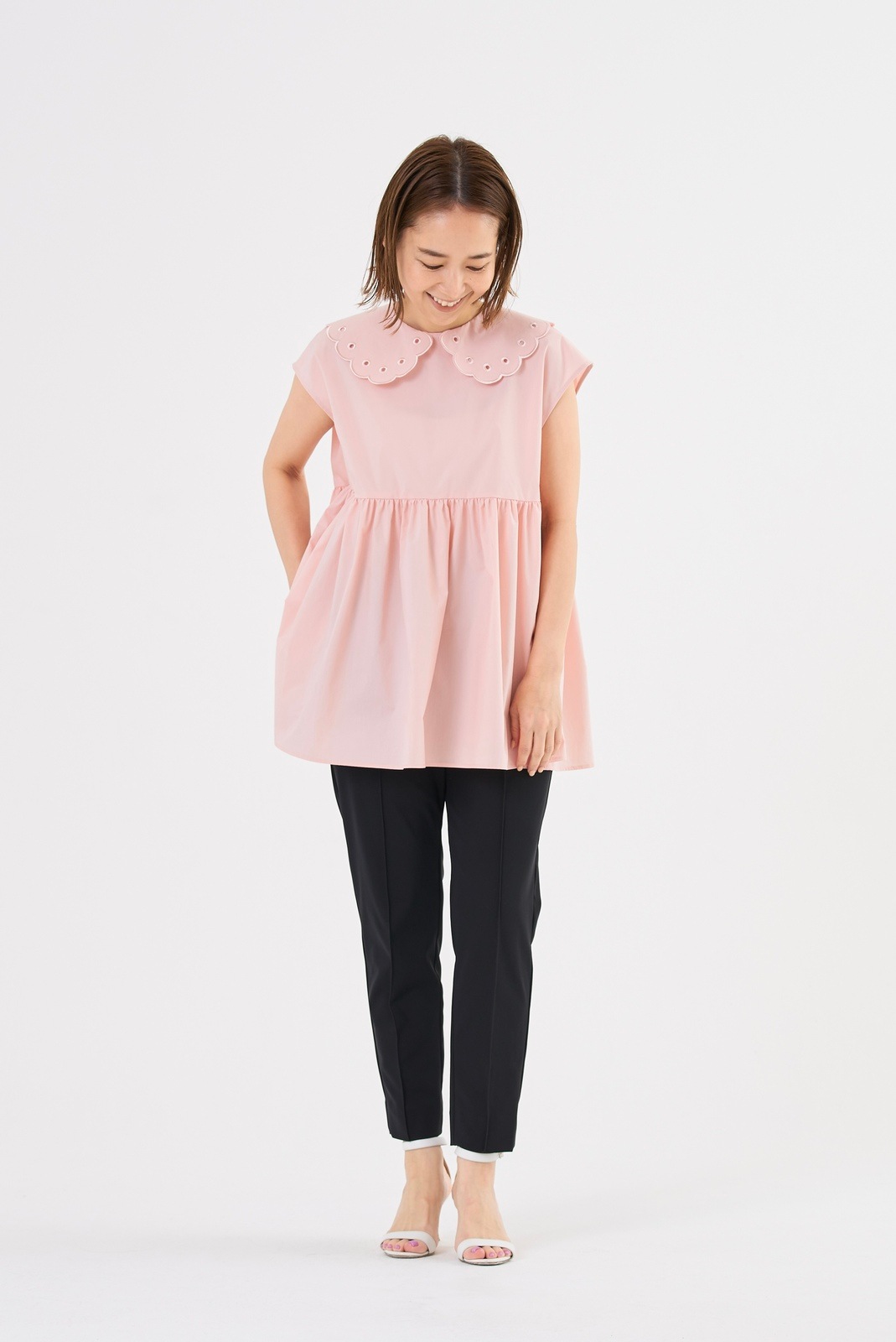 yori さらドライ　ピンタックストレッチパンツ　黒　38 さらドライストレッチピンタックパンツ | all item| yori