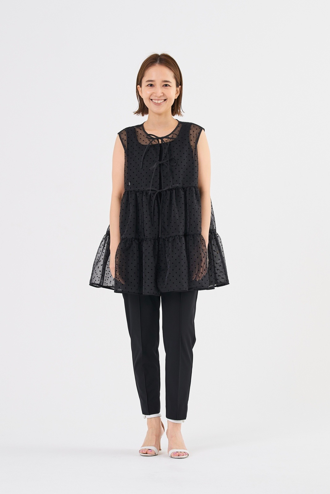 yori さらドライ　ピンタックストレッチパンツ　黒　38 さらドライストレッチピンタックパンツ | all item| yori