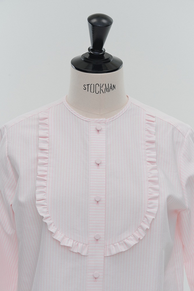 ストライプフリルボザムシャツ