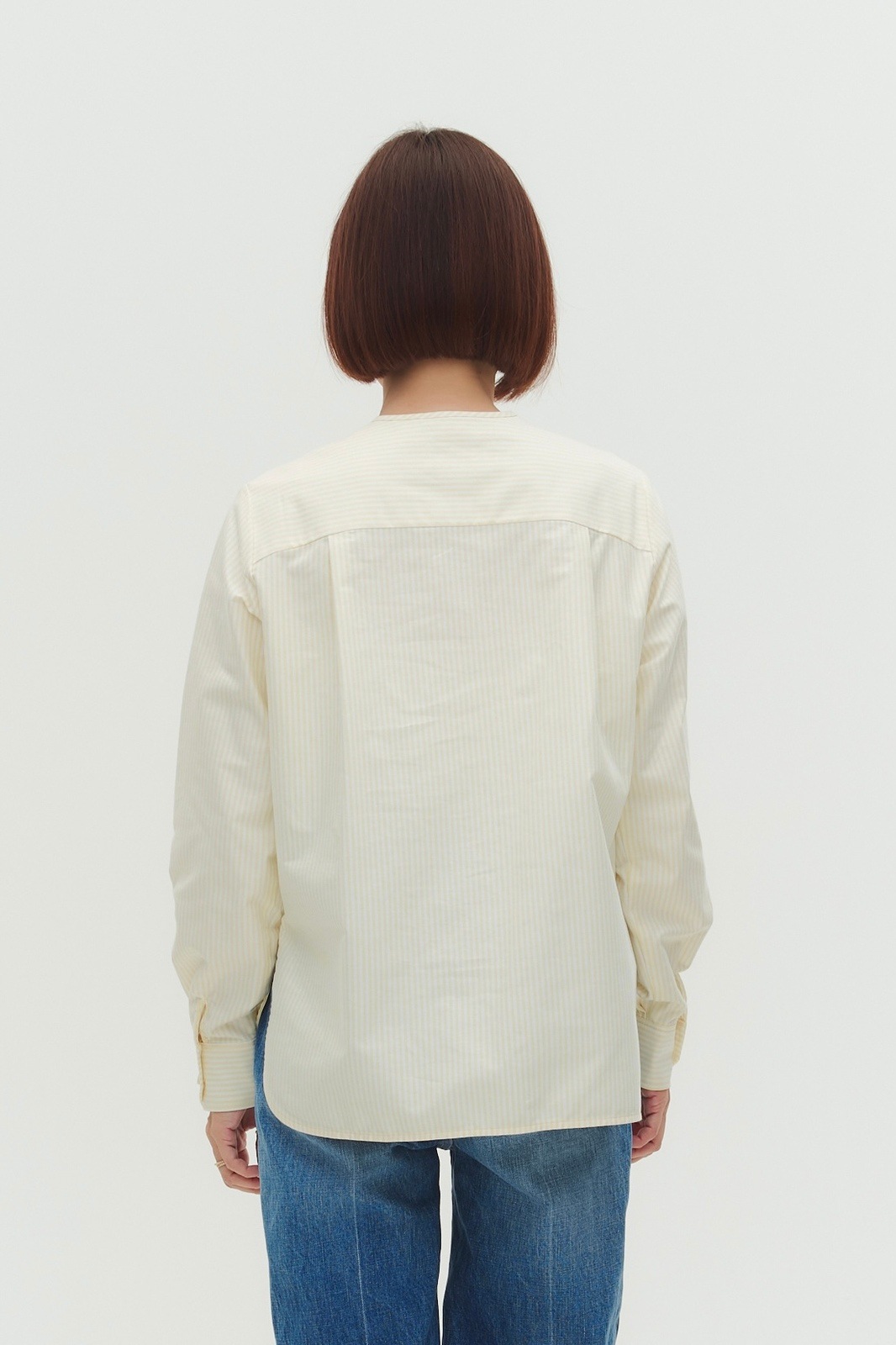 ストライプフリルボザムシャツ