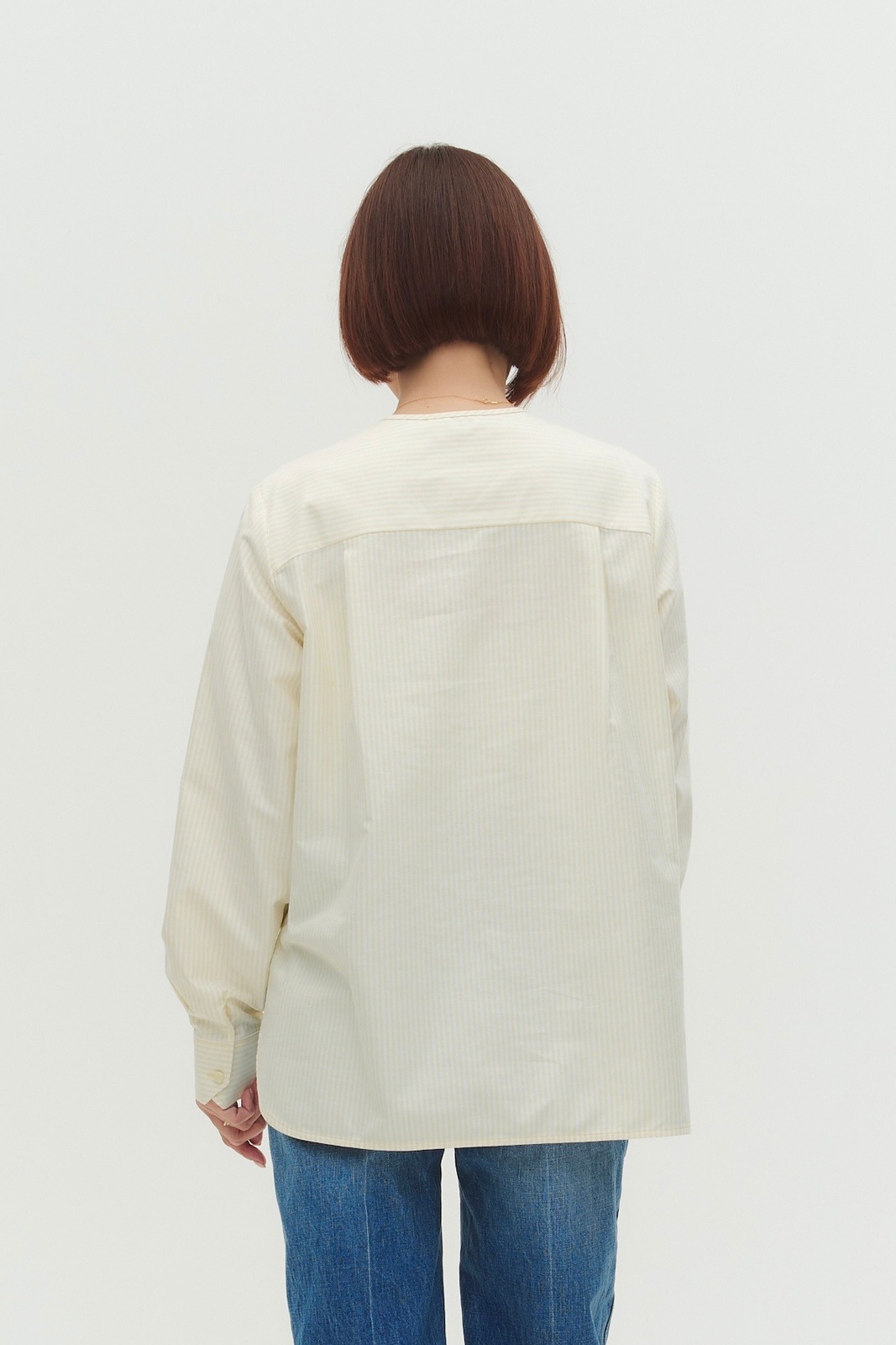 ストライプフリルボザムシャツ