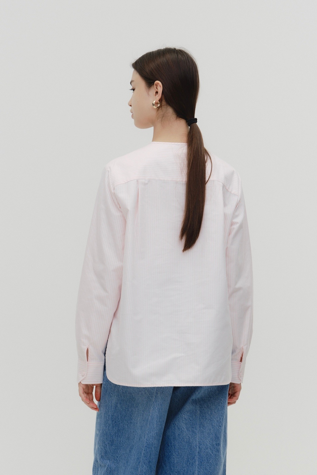 ストライプフリルボザムシャツ