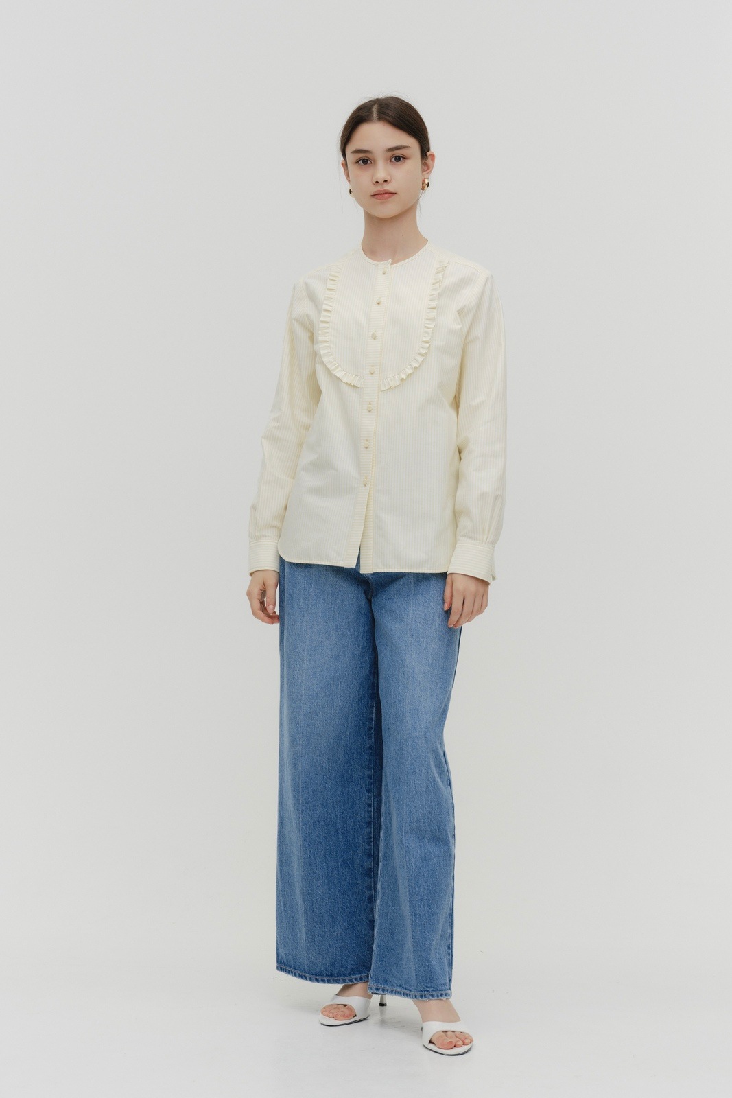 ストライプフリルボザムシャツ