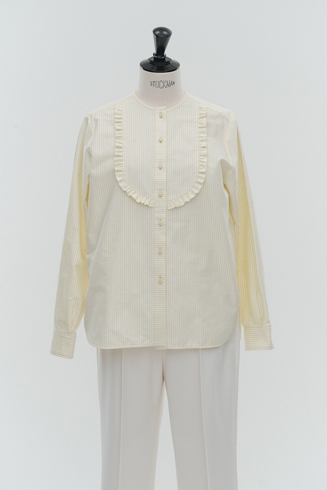 ストライプフリルボザムシャツ