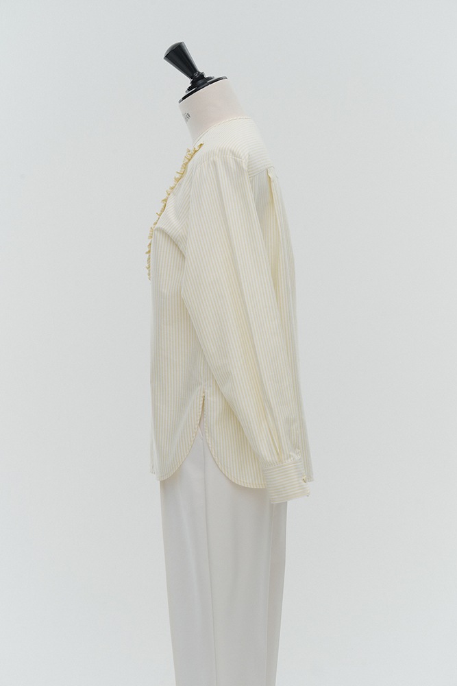 ストライプフリルボザムシャツ