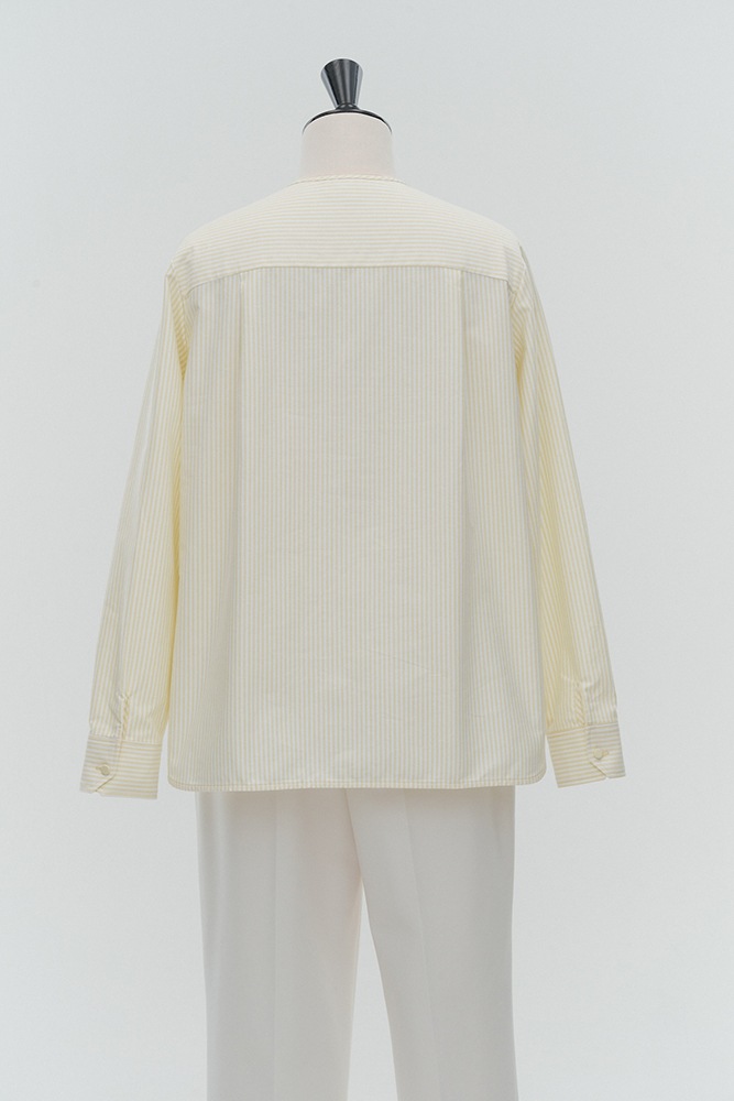 ストライプフリルボザムシャツ