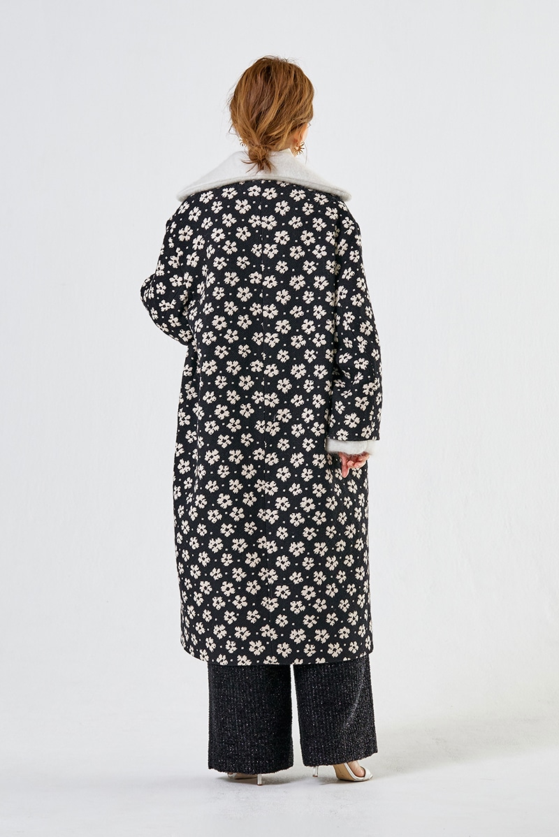 shirocon フラワージャガードウールコート【2024AW】