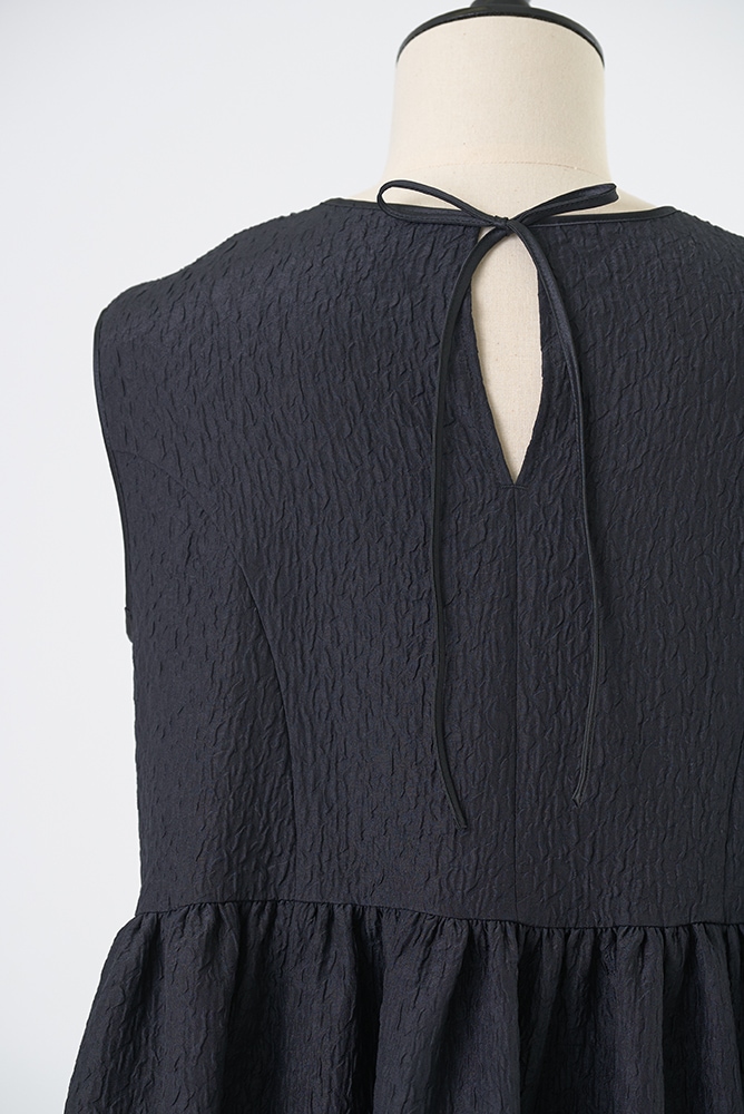 yori ヨリフクレサイドギャザーブラウスネイビー36