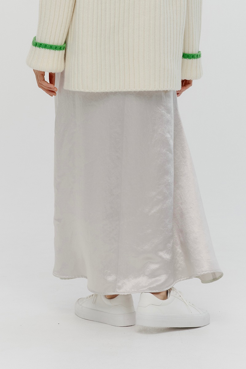 popupshop】サテンマキシフレアスカート(ライトサックス)【後日