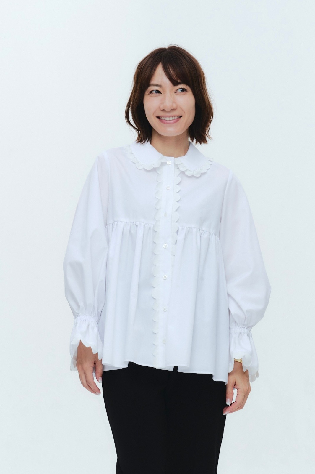 yoriスカラップリボンブラウス　ホワイト36 たっぷりスカラップブラウス | all item| yori