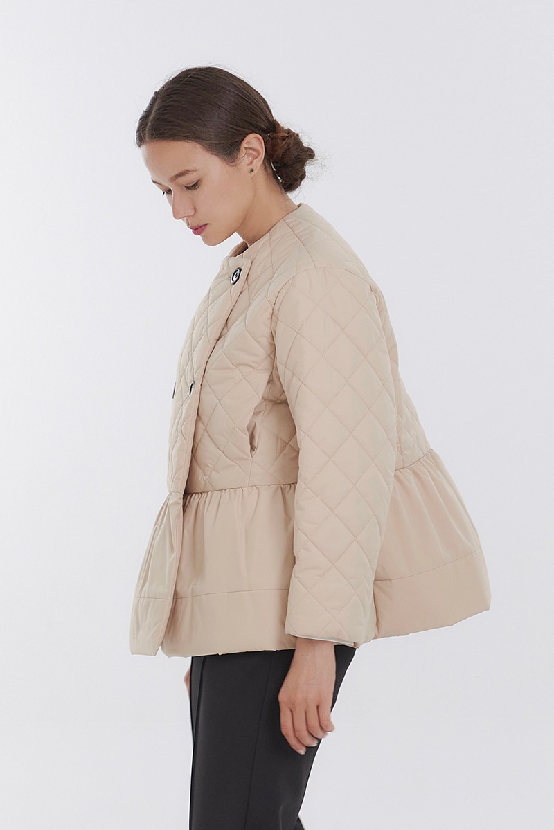 ヘムフリルキルトショートコート(バニラ）【sale】 | winter sale【1