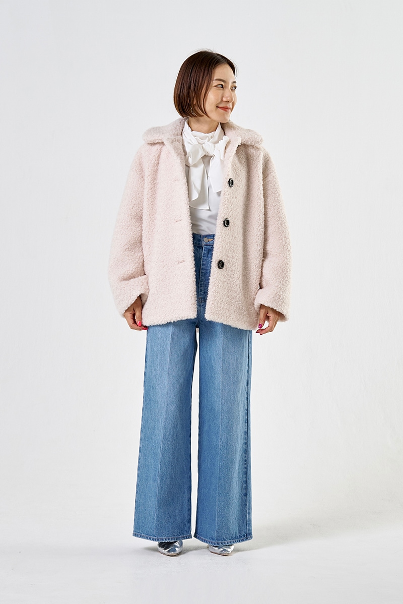 Yori ヨリ　スイートボアショートコート　ブルー　2024AW スイートボアショートコート【2024AW】 | Press7| yori